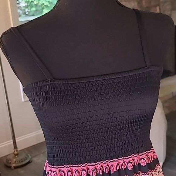 NWOT Christina Love Black Maxi Dress with Pink Floral Pattern - Picture 2 of 9